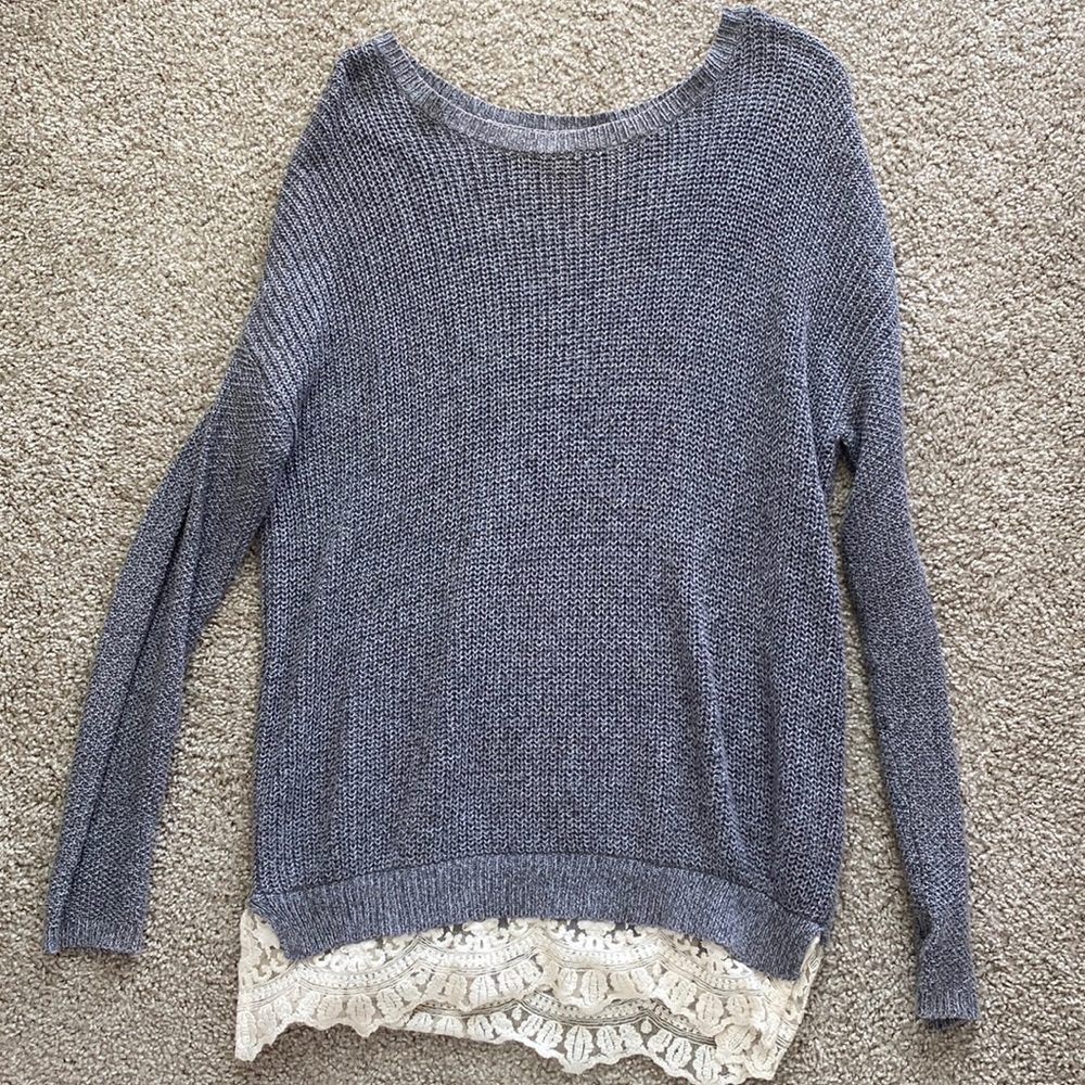 Urban Outfitters Long Grey + Lace Sweater